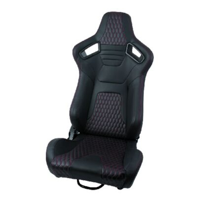 Reclineable Racing Seat Black Red Set