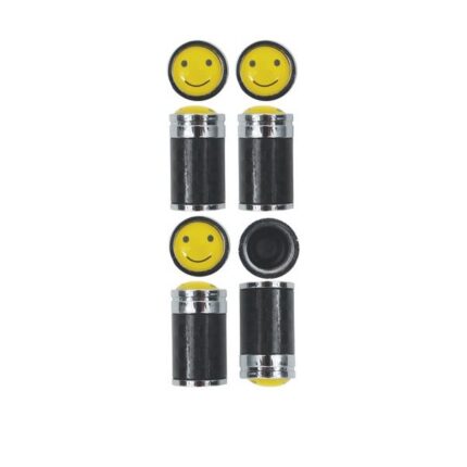 Valve Cap 4 Piece Smile Face Carbon