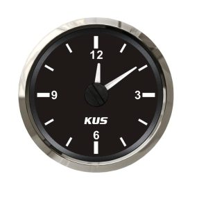Kus 52mm Marine Clock – Black With Stainless Steel Bezel