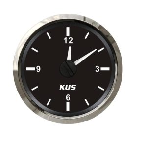 Kus 52mm Marine Clock – Black With Stainless Steel Bezel