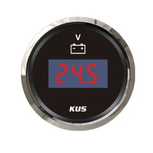 Kus Digital Volt Guge – 8-32V – Black Face With Stainless Steel Bezel