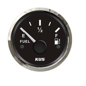 Kus Fuel Level Gauge – 52mm – Black Face With Silver Bezel