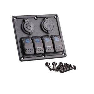 4 Gang Switch Panel – Cigarette Lighter Socket + Usb