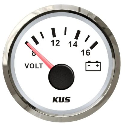 Volt Gauge 12V 52mm White Face With Stainless Steel