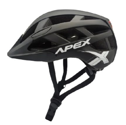 Helmet Apex Adult Matte Black Large 58-62cm With Safety Light