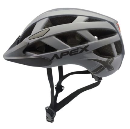 Helmet Apex Adult Matte Grey Large 55-58cm With Safety Light