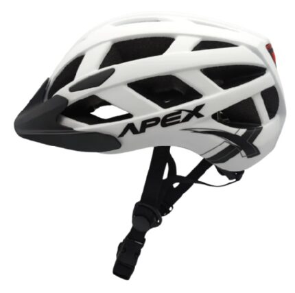 Helmet Apex Adult Matte White Large 58-62cm With Safety Light