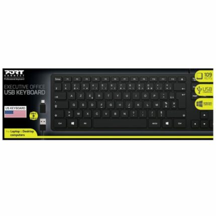 Port Office Executive Low Profile 109Key Wired Keyboard – Black