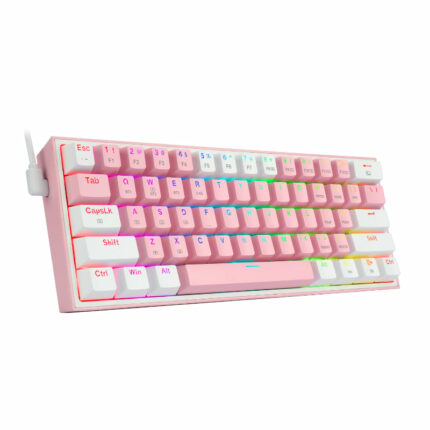 Redragon Fizz Pro Rgb 61 Key Mechancal Wireless Gaming Keyboard – Pink/White