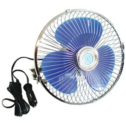 8 Inch(203mm) 12V Oscillating Fan With 60 Wire Grill & Cigarette Lighter Plug
